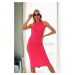 19115 Dewberry Midi Length Pencil Formed Women Dress-FUCHSIA