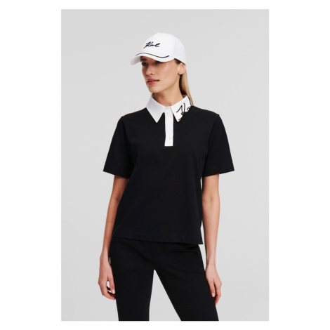 Tričko Karl Lagerfeld Karl Signature Polo Black