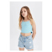 DEFACTO Girl's Crew Neck Basic Plain Tank Top