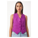 Happiness İstanbul Women's Purple Short Fitted Woven Vest