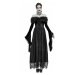 šaty DEVIL FASHION A Coven Affair long Gothic Dress with Faux-Fur Col