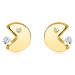 Náušnice zo 14K zlata - emotikon s pootvorenými ústami jediaci zirkón