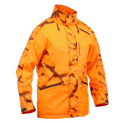 Pánska poľovnícka bunda Supertrack 500 nepremokavá odolná oranžová reflexná SOLOGNAC