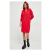 Bavlnené šaty Armani Exchange červená farba, midi, rovný strih