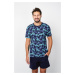 Men's pyjamas Paleros, short sleeves, shorts - print/navy blue