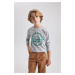 DEFACTO Boy&#39;s Crew Neck Printed Long Sleeve T-Shirt