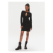 Calvin Klein Jeans Koktejlové šaty Front Split Wrap Ls Dress J20J222516 Čierna Slim Fit