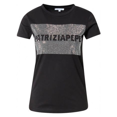 PATRIZIA PEPE T-Shirt 'MAGLIA'  čierna / strieborná