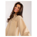 Beige classic women's shirt with slits