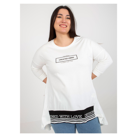 Ecru sweatshirt plus size tunic with 3/4 sleeves