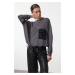 Trendyol Anthracite Soft Touch Parachute Pocket Detailed Oversize/Wide Cut Knitted Sweatshirt