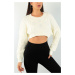 Happiness İstanbul Women's Ecru Seasonal Crop Knitwear Sweater