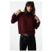 Trendyol Claret Red Pocket Detailed Soft Textured Knitwear Sweater