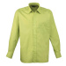 Premier Workwear Pánska košeľa s dlhým rukávom PR200 Lime -ca. Pantone 382