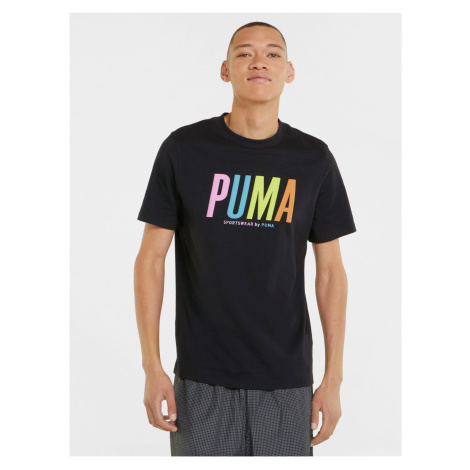 Čierne pánske tričko s grafickou potlačou Puma - muži