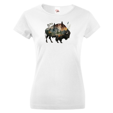 Dámské tričko s potlačou zvierat - Bizón