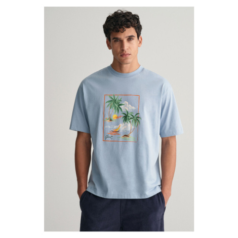 TRIČKO GANT HAWAII PRINTED GRAPHIC SS T-SHIRT modrá