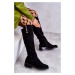 warm suede flat-heeled boots Black Laura