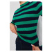 BİKELİFE Green Striped Button Detailed Knitwear Sweater