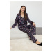 Trendyol Black-Multicolored Floral-Piece Satin Woven Pajama Set