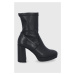 Kožené členkové topánky Wojas dámske, čierna farba, na podpätku