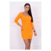 Dress fitted with a round neckline, 3/4 sleeve orange neon
