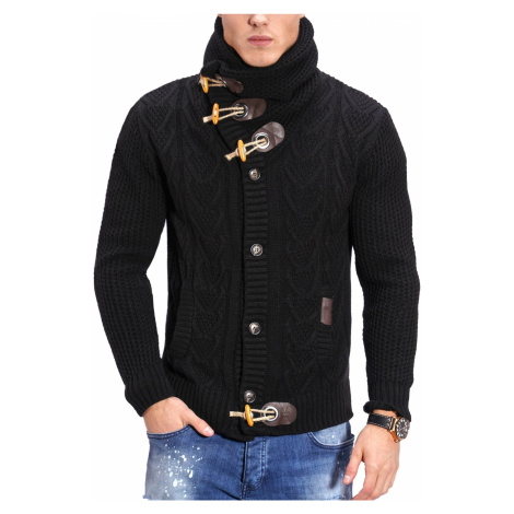 Pánsky pletený sveter so zapínaním na gombíky MT-7705 - Černá