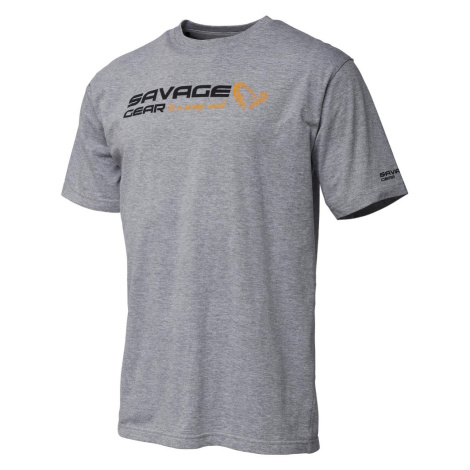 Savage gear trčko signature logo t shirt grey melange