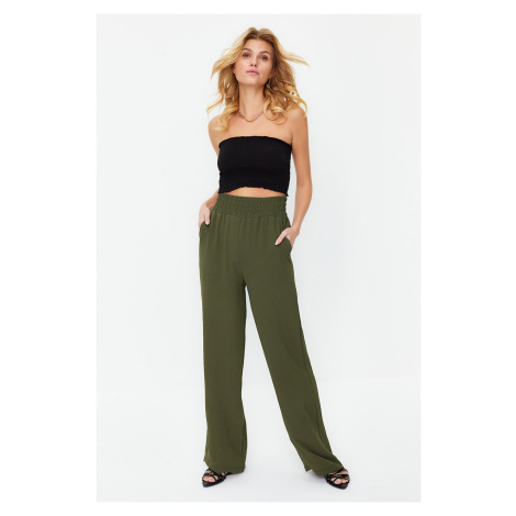 Trendyol Khaki Wide Leg/Wide Elastic Waist Woven Trousers