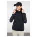 Trendyol Black Micro Reflective Print Detailed Hooded Knitted Sports Top/Blouse