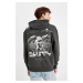 DEFACTO Men's Dark Grey Boxy Fit Hooded Back Printed Sweatshirt