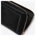 Dámska kožená peňaženka s ozdobným okrajom, veľká, čierna 14-1-936-1