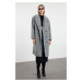 Trendyol Grey Collar Detailed Regular Woolen Midi Coat