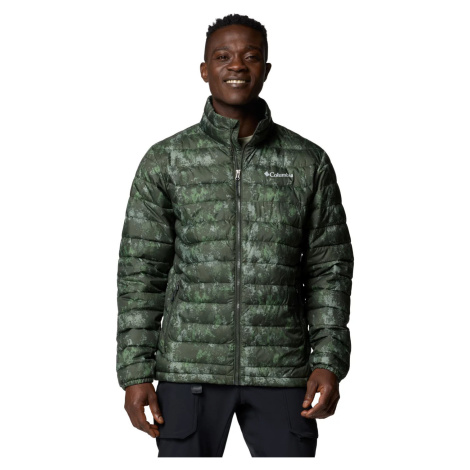 TMAVOZELENÁ PÁNSKA ŠPORTOVÁ BUNDA S POTLAČOU COLUMBIA POWDER LITE II PRINTED JACKET 2098394366