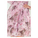 Kvetované svetloružové šifónové šaty IDA 410-1