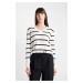 DEFACTO Women's Relax Fit V Neck Soft Texture Striped Basic Plain Sweater