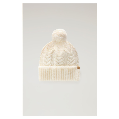 Čapica Woolrich Wool Pom-Pom Beanie Biela