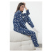 Trendyol Ecru 100% Cotton Heart Patterned Knitted Pajama Set