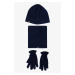 ALTINYILDIZ CLASSICS Men's Navy Blue Fleece Beanie Neck Gloves Set