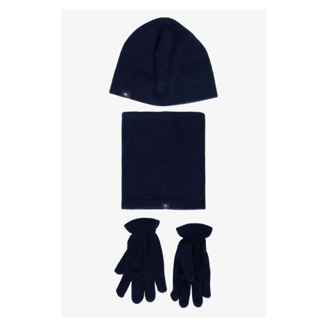 ALTINYILDIZ CLASSICS Men's Navy Blue Fleece Beanie Neck Gloves Set