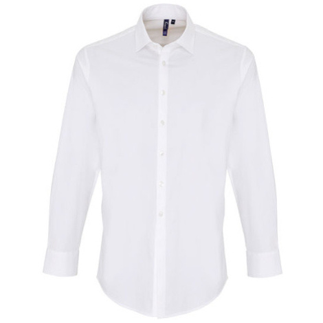 Premier Workwear Pánska bavlnená košeľa s dlhým rukávom PR244 White