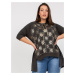 Khaki asymmetrical blouse plus size with print
