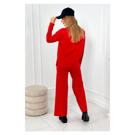 Bavlnený komplet Mikina + Nohavice so širokými nohavicami červený UNI