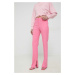 Nohavice HUGO dámske, ružová farba, rovné, vysoký pás