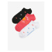Sada troch párov dámskych vzorovaných ponožiek v bielej, koralovej a čiernej farbe Converse