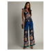 Patterned women's jumpsuit with wide leg cornflower