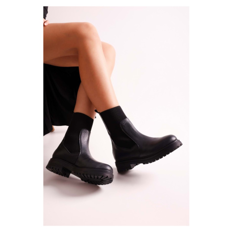 Shoeberry Women's Freyja Black Genuine Leather Boots Boots From Black Genuine Leather.