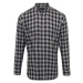Premier Workwear Pánska bavlnená károvaná košeľa - Oceľovo šedá / čierna