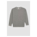 DEFACTO Boy Gray Crew Neck 100% Cotton Basic Plain Knitwear Sweater