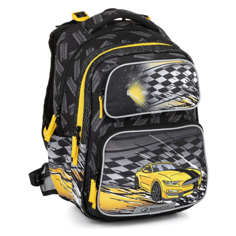 Bagmaster DOPI 23 C školský batoh - žltý auto žltý 22 l 230223